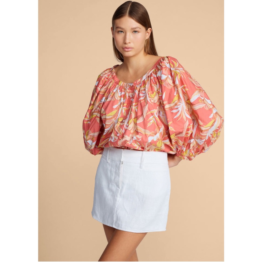 MIKOH Cotton 3/4 Sleeve Lindi Top 4LIN1C Orange Papaya Bora Bora Size 1 XS/S NEW